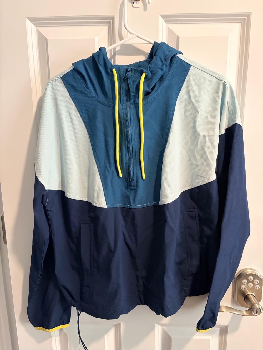 Women’s Colorblock Hooded Windbreaker Pullover Jacket - Blue